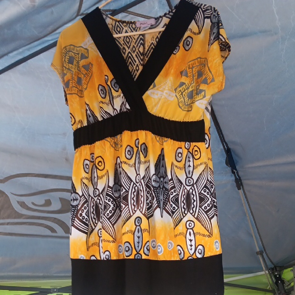 Vibrant Yellow and Black Mini Dress